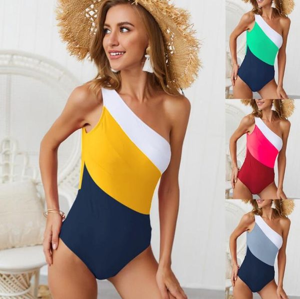 

one piece swimsuit women 2019 bandage padded summer beachwear one shoulder swimwear bathing suits bodysuit monokini swimsuit 2114743
