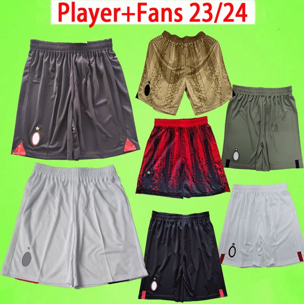 

2023 2024 player fans version soccer shorts home away 22 23 24 tomori milans brahim rebic theo tonali men football pants giroud ac third fou, Black;red