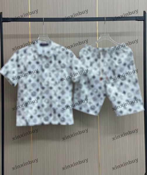 

xinxinbuy men designer knitted tee t shirt 23ss paris letter printing short sleeve cotton women black xs-3xl, Black;brown