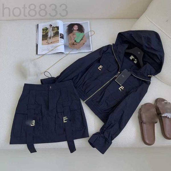 

two piece dress designer 23 summer new trend cool and cute age reducing trench coat with skirt suit bfhx, White