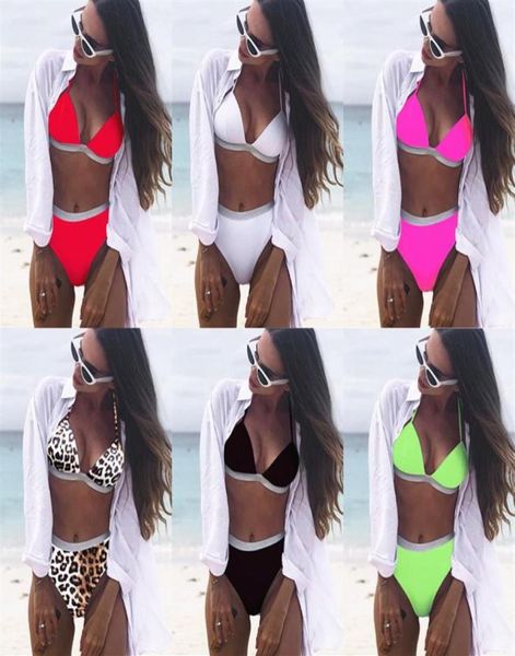 

new flash bandage bikini ladies swimwear hard cup halter swimsuits two piece high waist bathing suit for women317v4433239
