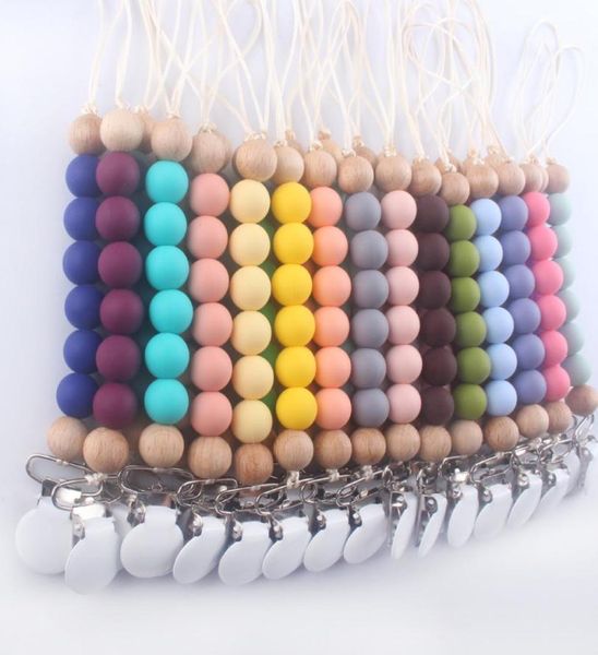 

28 colors silicone pacifier clip for baby chain beads soother pacifier holder5178104