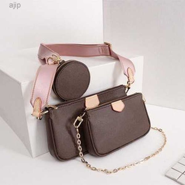 

fashion bags women luxurys handbags purses 3pcs sets with serial number crossbody bag coin purse vintage leather shoulder 6 colors straps jn