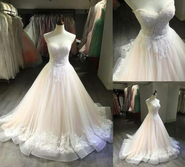 

princess sweetheart neckline nude color wedding dress with crystals crinkle hem new design bridal gown ball gowns7839162, White