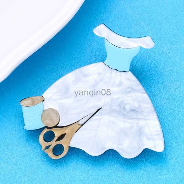 

pins brooches wuli baby dress scissors brooches acrylic making clothes tool tailor brooch pins fashion jewelry gifts hkd230807, Gray