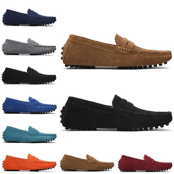 

casual discount non-brand suede men shoes black light blue red gray orange green brown mens slip on lazy leather shoe74 s