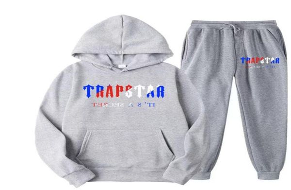 

designer new tracksuit brand printed sportswear men 13 colors warm two pieces set loose hoodie sweatshirt pants sets hood7153352, Gray