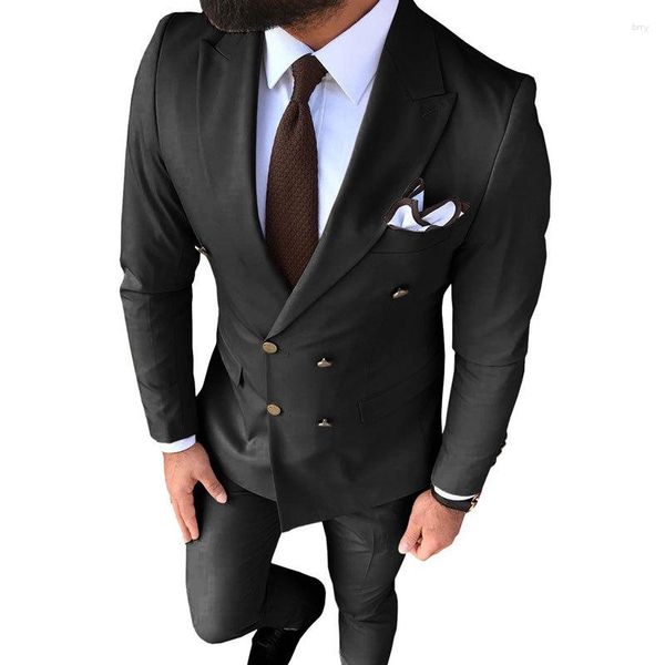 

men's suits european and american boutique (suit western pants) fashion slim foreign trade suit business two-piece set, White;black