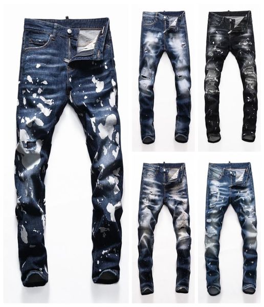 

2021 fashion new style brand men039s denim jean embroidery tiger pants holes jeans zipper men pants trousers3362840, Blue