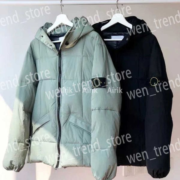 

r stone down pocket jackets island jacket parkas long sleeve zipper badges men tshirt casual coat windbreaker embrodiery mens pppd, Black