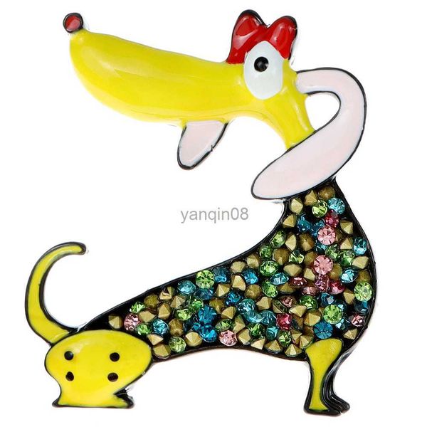 

pins brooches cindy xiang rhinestone dog broches for women new cute fashion animal pin yellow color the dachshund hkd230807, Gray