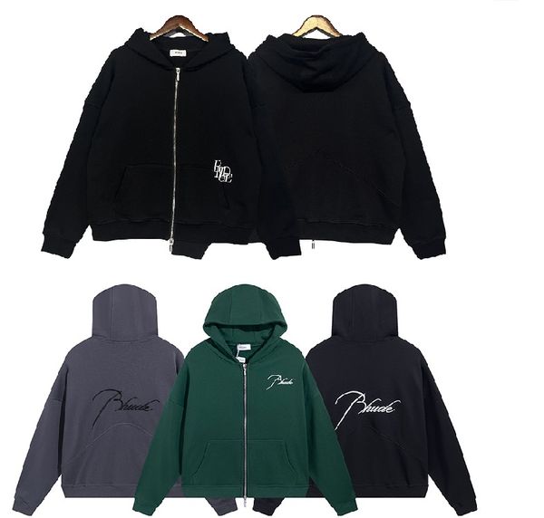 

designer hoodie rhude hoodie long sleeve shirts women men embroidery casual loose high street couples sweatshirts s-xl, Black