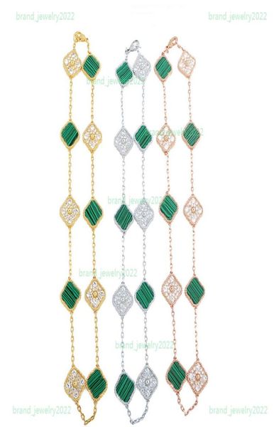 

luxury 10 flower crystal choker classic fourleaf clover necklace designer jewelry natural stone 18k gold plated neck2345302, Golden;silver