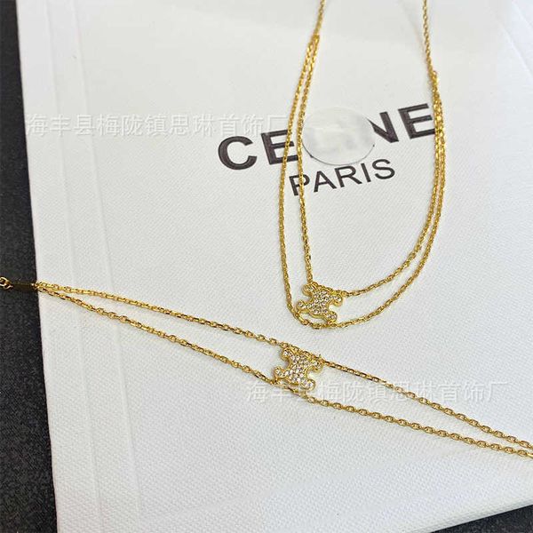 

celi new gold arc de triomphe double layer full diamond necklace for women summer small design high grade light luxury handicrafts, Silver
