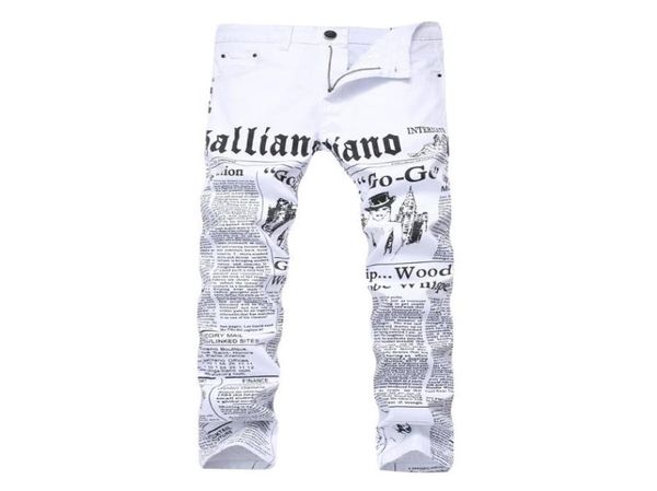 

men039s jeans biker men skinny jeans homme 3d printed letter streewear slim fit denim pants male slim washed hip hop cotton jea8138691, Blue
