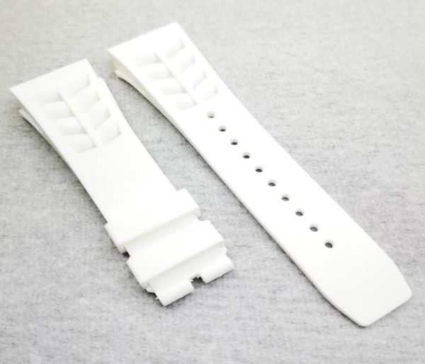 

25mm white watch band 20mm folding clasp rubber strap for rm011 rm 5003 rm50012370305, Black;brown