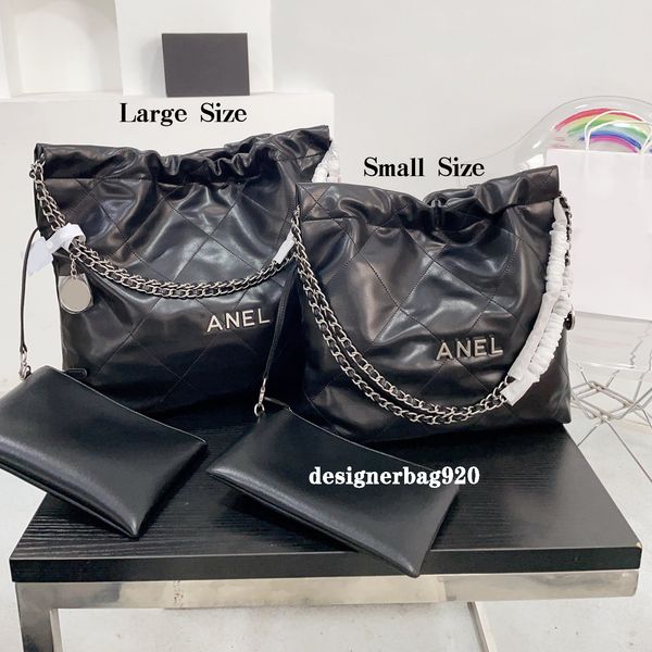 

designer shopping bags cc letter designer bucket bag genuine leather drawstring handbag gold or silver chain black shoulder bag fashion desi