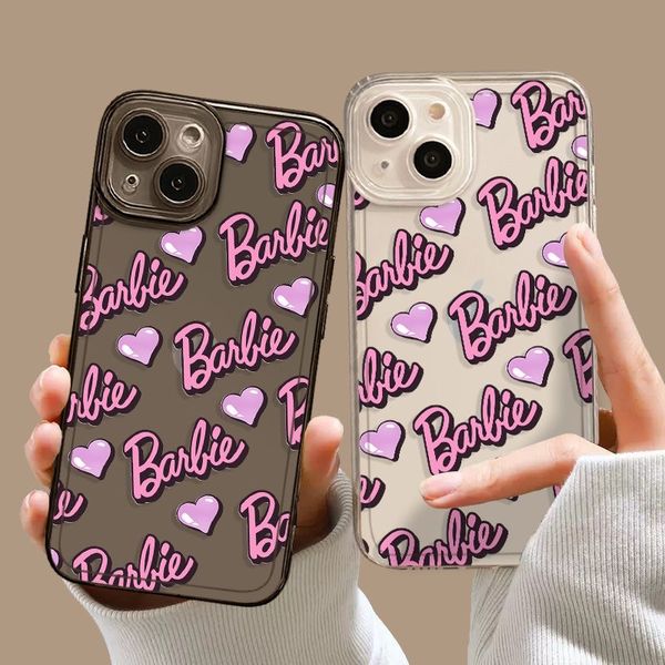 

Cartoon Barbie Phone Case For iphone 14 13 12 11 Pro X XS XR Max 7 8 Plus Shockproof Soft Clear TPU Cover, #2