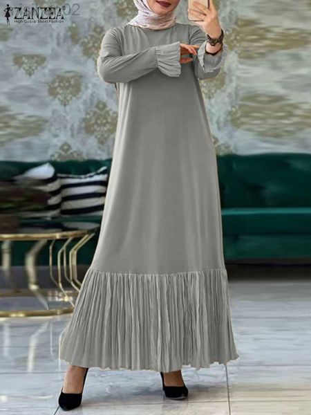 

basic casual dresses turkey dubai abaya muslim long dress zanzea eid mubarek abayas for women party sundress ruffles isamic hijab vestido ro, Black;gray