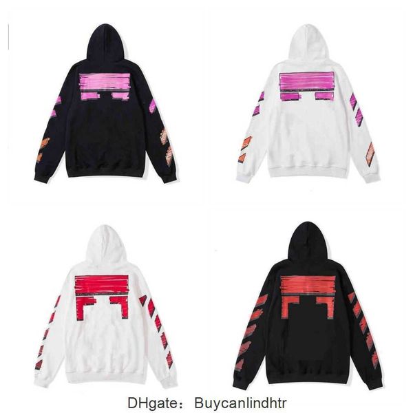 

2023 %60 off style trendy fashion sweater painted arrow crow stripe loose hoodie men's and women's coatoffs t-shirts whites & blac, Black