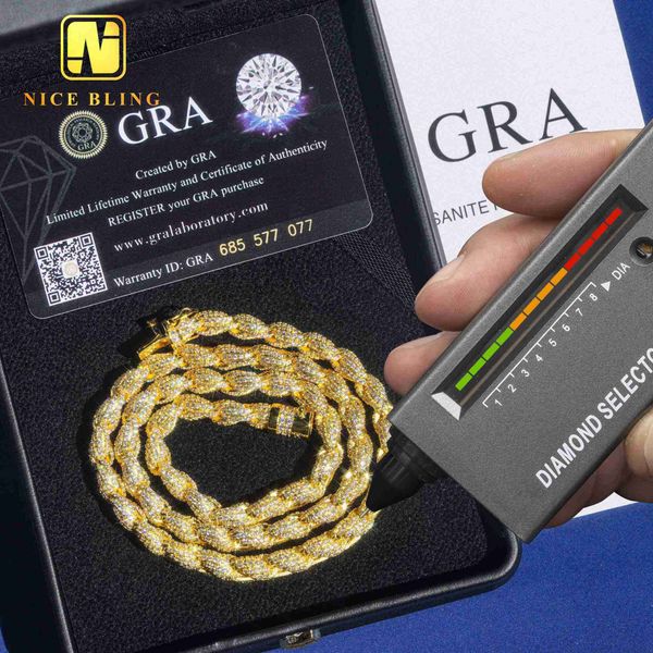 

pass diamond tester gra moissanite diamond chain rapper 925 solid silver cuban link chain 18k gold plated hip hop necklace