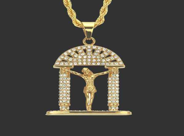 

rhinestone christ jesus pendant necklace geometric hiphop long necklace new fashion alloy gold plated jewelry accessories 4313784, Silver