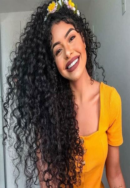 

curly human hair wig 360 lace frontal wig preplucked with baby hair brazilian deep curly invisible knots natural peruvian remy9985305, Black;brown