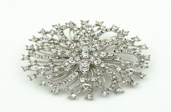 

275quot vintage silver tone clear rhinestone crystal diamante wedding cake brooch3629402, Gray