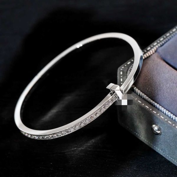 

tiffay t1 half diamond bracelet high end new light luxury and small crowd narrow edition fashion, Black