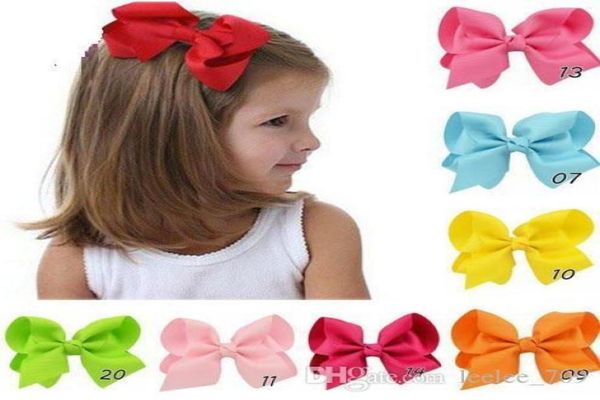 

wholer 4 inch knot centre baby girls solid grosgrain ribbon hair bows with alligator clips2022183, Slivery;white