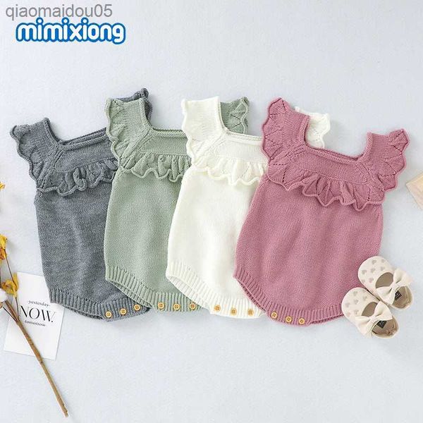 

baby girls bodysuits clothes cute candy color knitted newborn infantil onesie body 0-18months toddler children jumpsuits outfits l230712, Blue