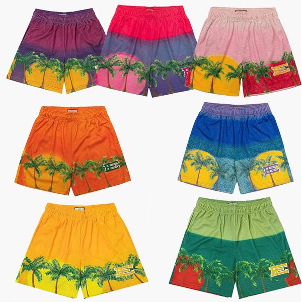

fashion designer shorts men and women fashion coconut tree pattern beach men summer street casual sports shorts, White;black