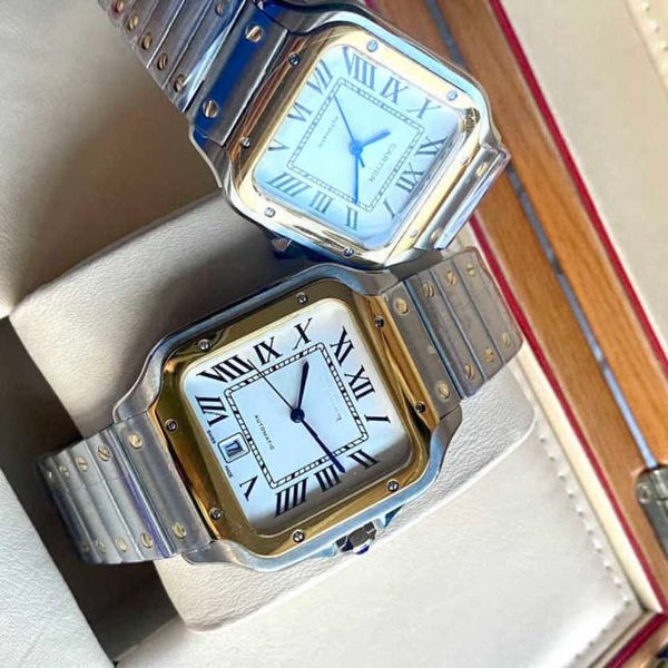 

desiger watch high qulity santos automatic movement watches xjar sapphire mirror date uhr montre carter with box perfect gift prx relojo hom, Slivery;golden
