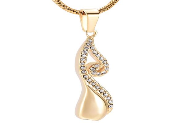 

ijd9991 stainless steel inlay crystal music note cremation pendant jewelry keepsake ashes urn memorial necklace women jewelry9121829, Silver
