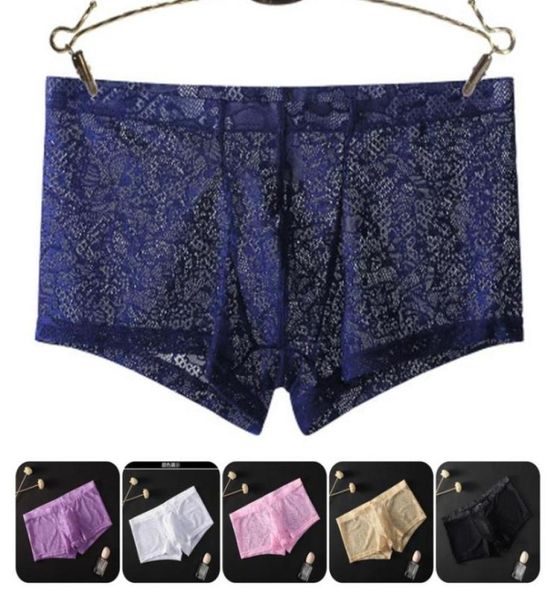 

men underwear men039s boxer breathable soft male men039s lace transparent boxer shorts ice silk breathable underwear u 1764114, Black;white