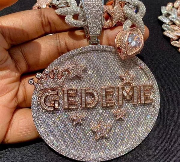 

new fashion bling iced out gold plated full cz custom name letter pendant necklace mens bling jewelry gift2718173, Silver