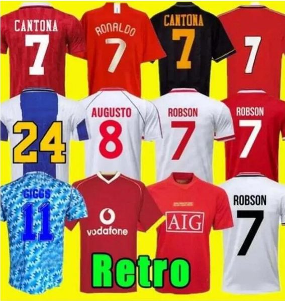 

retro final manchesters soccer jersey 07 08 90 92 96 98 99 mans utds 1994 1996 1998 ronaldo cantona keane scholes giggs rooney solskjaer uni, Black;yellow