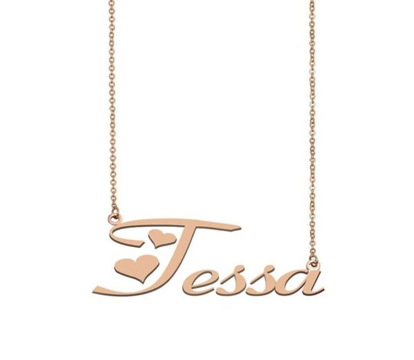 

tessa name necklace custom nameplate pendant for women girls birthday gift kids friends jewelry 18k gold plated stainless ste7599718, Silver