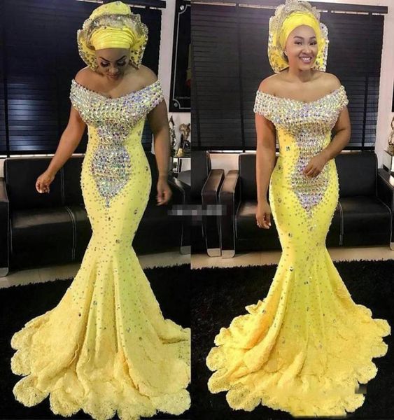 

luxury colorful beading yellow formal evening dresses mermaid off the shoulder lace plus size formal party prom gowns for women2075198, Black