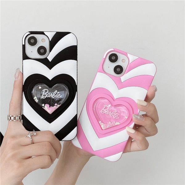 

Creative Fashion Quicksand Love Mirror Love Barbie Phone Case For iPhone 11 12 13 14 Pro Max Mobile Silicone Back Cover, #2