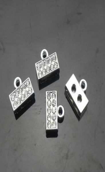 

whole 100pcslot 8mm full rhinestones end connector clasp charm diy accessories fit for 8mm leather belt8508120, Silver