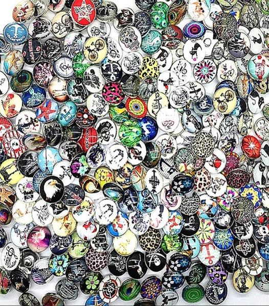 

whole bulk lots mix styles ginger 18mm glass round snap jewelry chunk charms snaps button for nosa style5179921, Golden;silver