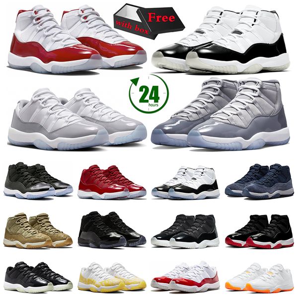 

box cherry 11s basketball shoes cool grey 11 mens trainers dmp bred gamma blue space jam cap and gown jubilee women sneakers sports athletic, White;red