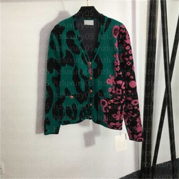 

designer sweater women designers cardigan fashion knit jacket leopard print floral pattern long sleeve buttons cardigans coat sweaters women, White;black