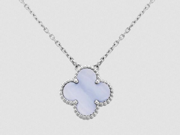 

realfine888 5a vanca sweet vintage pendant necklace in silver iconic luxury designer jewelry for woman with box