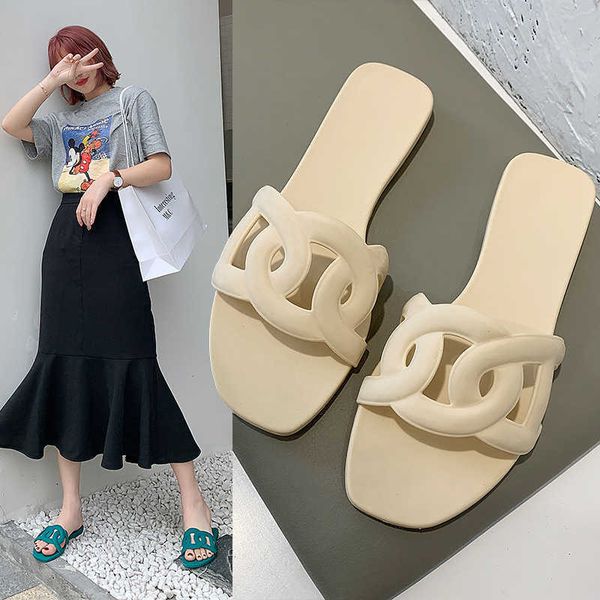 

designer beach slipper oran sandals slides 2023 summer new type slippers for women outerwear flat bottom comfortable hollow home xy18
