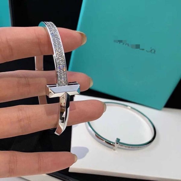 

tiffane/tiffane t1 bracelet ins men's and women's diamonds sterling silver geometric couple bracelet gifts to girlfriend, Black