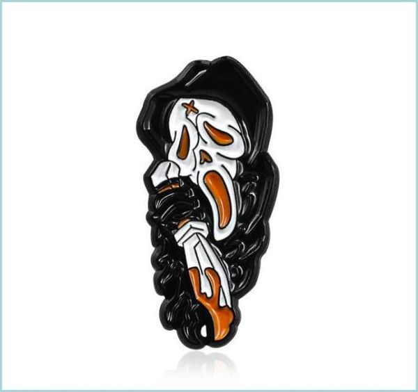 

pins brooches new horror ghosts cry and scream brooches skls in black white clothes scaring halloween gift drop delivery 2022 jewe9119112, Gray