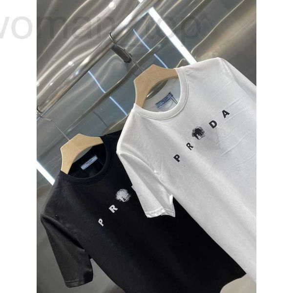 

women's t-shirt designer p family 23 spring/summer new lazy leisure simple front and back letter printing slim neutral short sleeve t-s, White
