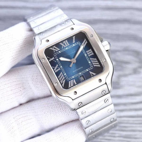 

desiger watch high qulity santos automatic movement watches lsvv sapphire mirror date uhr montre carter with box perfect gift prx relojo hom, Slivery;golden